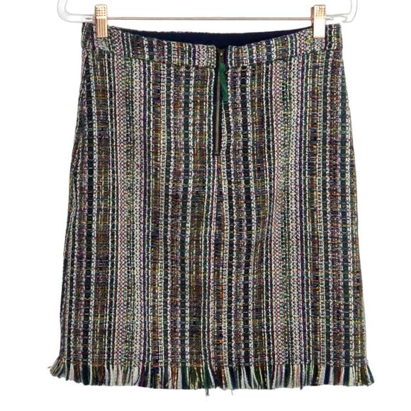 Anthropologie Tweed Multi-Color Fringe Skirt Size 4 Modern Royalty Preppy - Picture 2 of 5